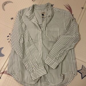 Women’s Striped White and Green Shirt